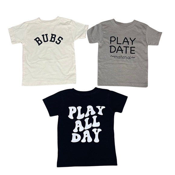 Kids Short Sleeve Tees - Playful Graphic Set - Picture 1 of 5